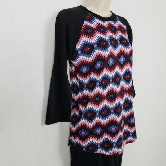 LuLaRoe Raglan Sleeve Pullover T-Shirt Multicolor - Picture 5 of 8